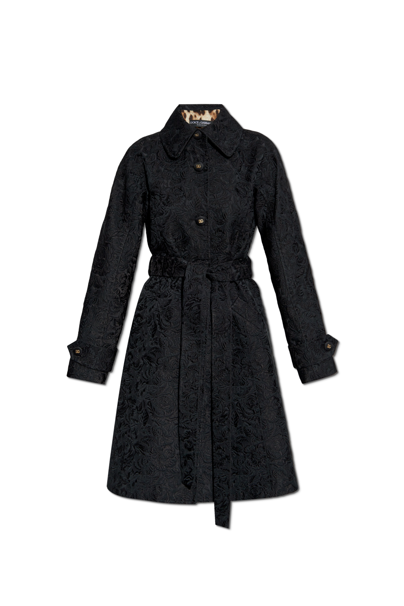 Dolce & Gabbana ボタニカル柄 チェスターコート ブラック Black Coat with floral pattern Dolce & Gabbana - Vitkac AS